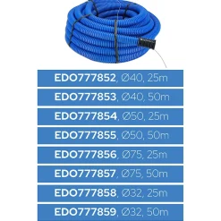 Gaine électrique enterrée FI32 mm 50 m annelée double paroi avec tire fil et manchon 450 N bleue^Edo