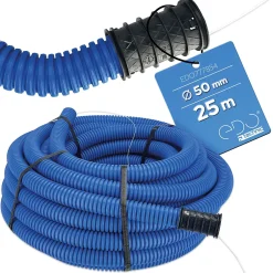 Gaine électrique enterrée FI50 mm 25 m annelée double paroi avec tire fil et manchon 450 N bleue-Edo Online