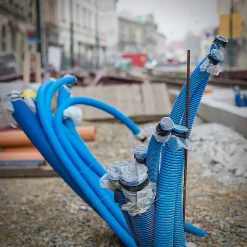 Gaine électrique enterrée FI50 mm 25 m annelée double paroi avec tire fil et manchon 450 N bleue-Edo Online