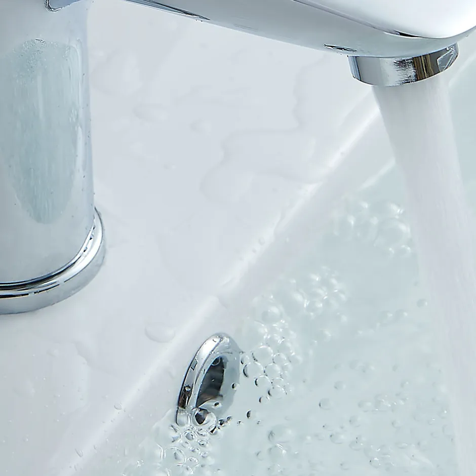 Garniture de trop-plein de lavabo ronde, finition chrome brillant, en ABS-Kibath Outlet