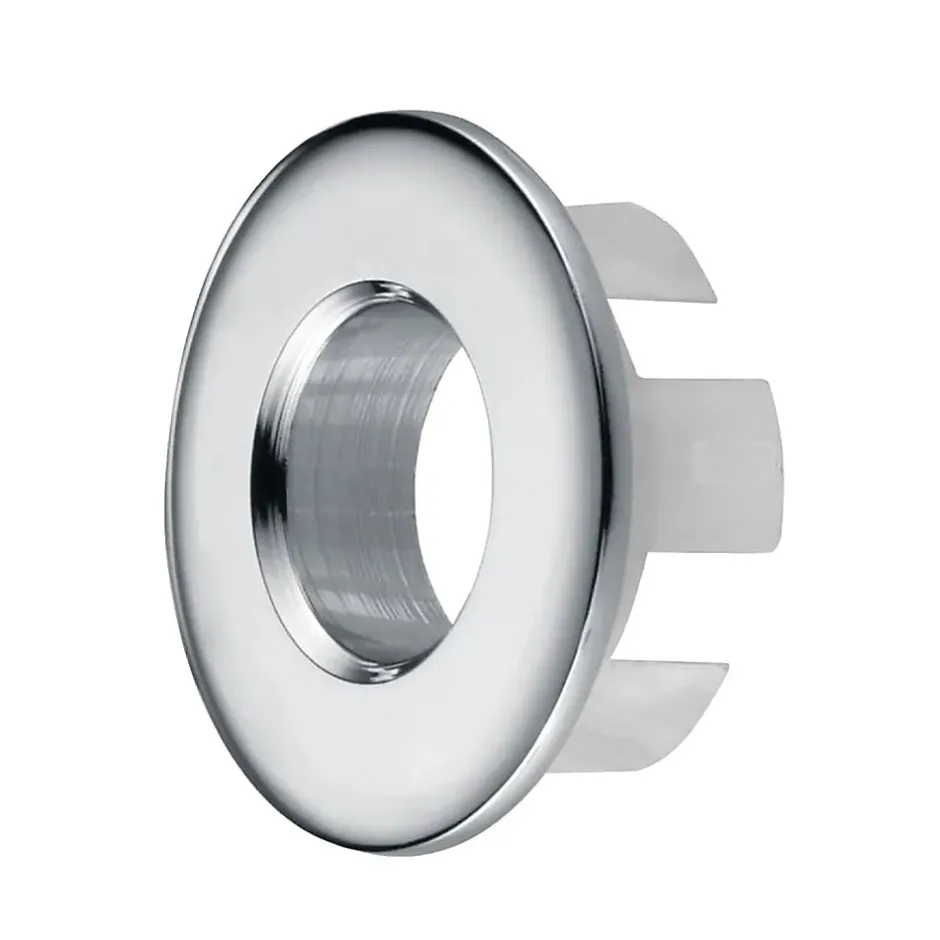 Garniture de trop-plein de lavabo ronde, finition chrome brillant, en ABS-Kibath Outlet