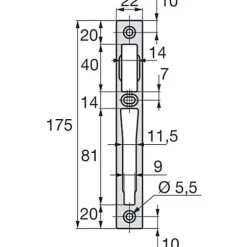 Gâche centrale aluminium largeur 22mm épaisseur 6mm anodisé argent - STREMLER - 2839.10.2-Stremler Assa Abloy Hot