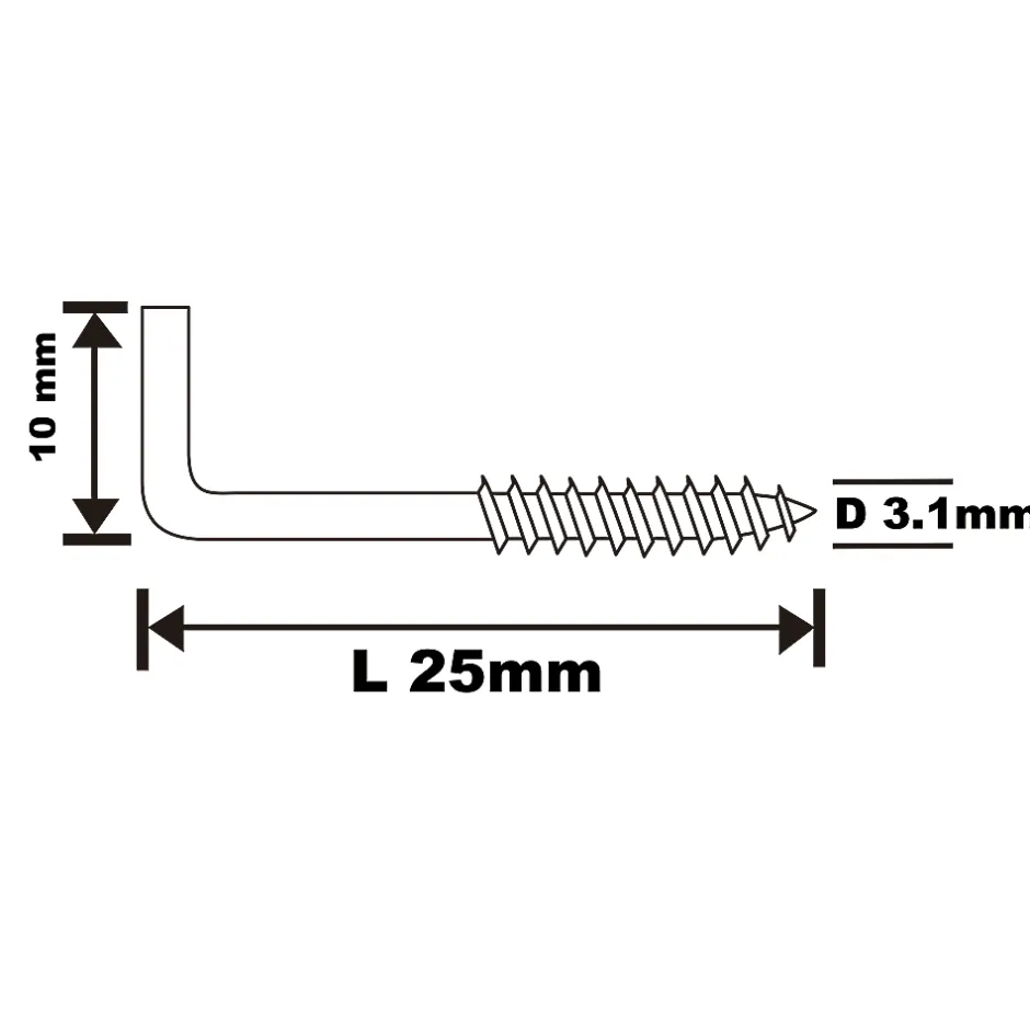 Gond à visser en acier zingué 25x10 mm - 16 pièces-Diall Online