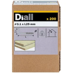 Gond à visser en acier zingué 25x14 mm - 200 pièces^Diall New