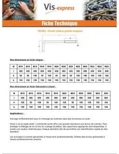 Gond Métaux grande longueur M24X600 Filetée sur 150 Forte tenue à la corrosion Acier galvanisé à chaud - 1 pièce-Vis Express Discount