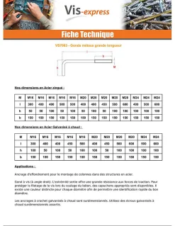 Gond Métaux grande longueur M24X600 Filetée sur 150 Forte tenue à la corrosion Acier galvanisé à chaud - 5 pièces^Vis Express Online