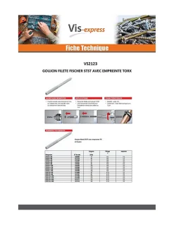 Goujon fileté STST TORX T25 Acier zingué 8X140 - 1 pièce-Fischer Discount
