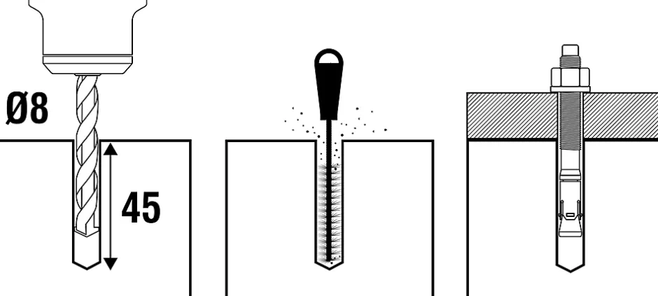 Goujon inox 8 x 75 mm, lot de 20 Acier inoxydable^Scell-It Hot