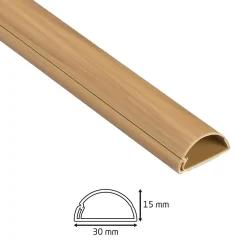 Goulotte décorative demi-ronde effet chêne auto-adhésive 30x15mm, 2m-D-Line Discount