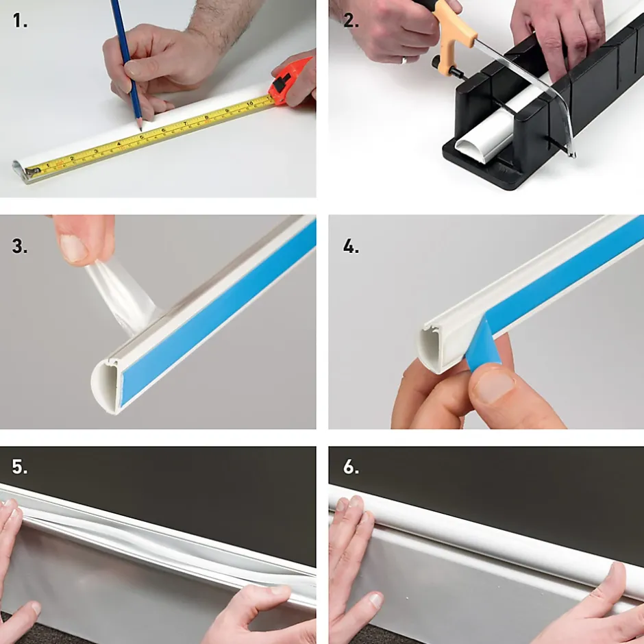 Goulotte décorative demi-ronde blanche auto-adhésive 30 x 15 mm, 1 m^D-Line Outlet