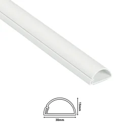 Goulotte décorative demi-ronde blanche auto-adhésive 30 x 15 mm, 1 m^D-Line Outlet