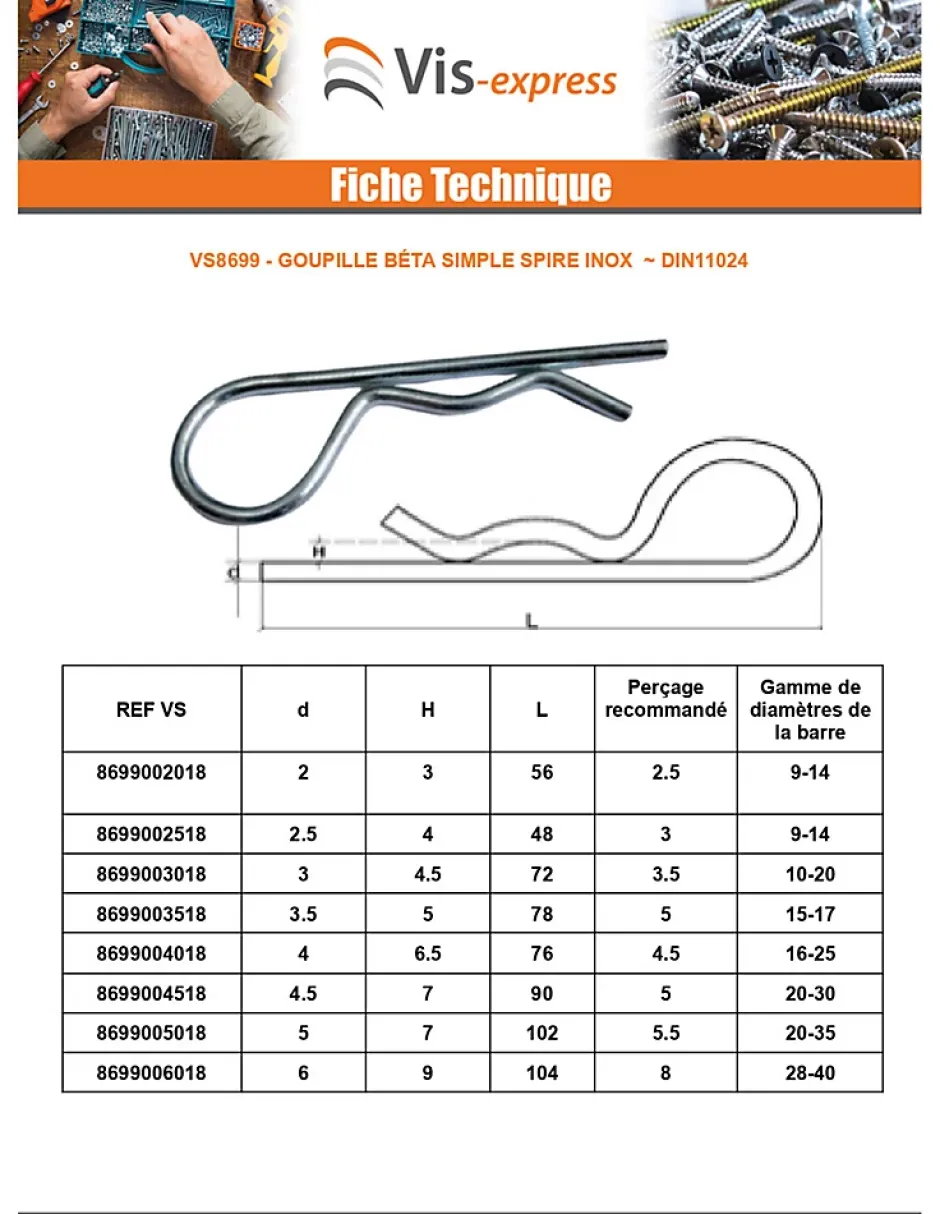 Goupille Beta Inox A2 4 - 1 pièce-Vis Express Hot