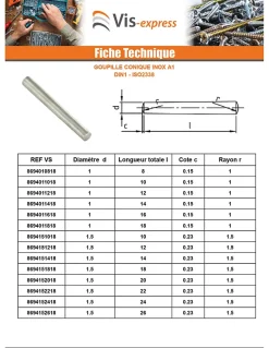 Goupille Conique 3X16 Inox A1 - 1 pièce-Vis Express Hot