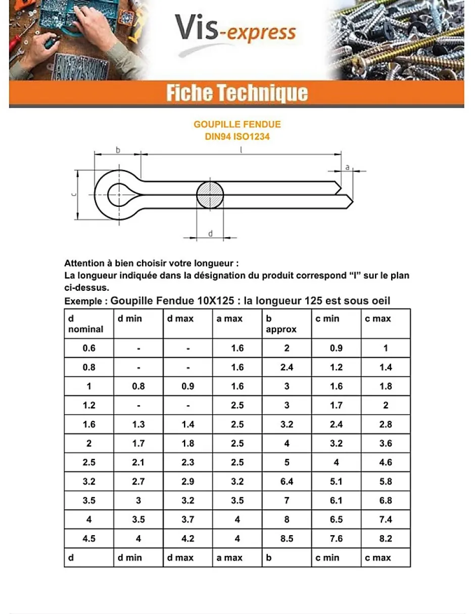Goupille Fendue Bichromaté 5X22 - 10 pièces-Vis Express Outlet