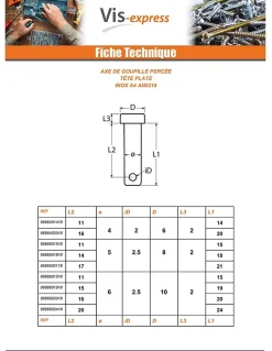 Goupille Tête plate 10X64 Percée 3 Inox A4 - 5 pièces-Vis Express Outlet