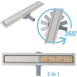 Caniveau de douche Siphon tournant 360 à carreler pour douche italienne largeur 100 cm^Grand Verre Sale