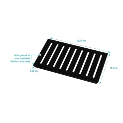 Grille rainurée en inox Noir Mat pour receveur - 20.15x12.3x0.55cm - ROCK 2 GRID LINE-Aurlane Sale