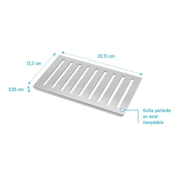 Grille rainurée en inox pour receveur - 20.15x12.3x0.55cm - ROCK 2 GRID LINE-Aurlane Hot