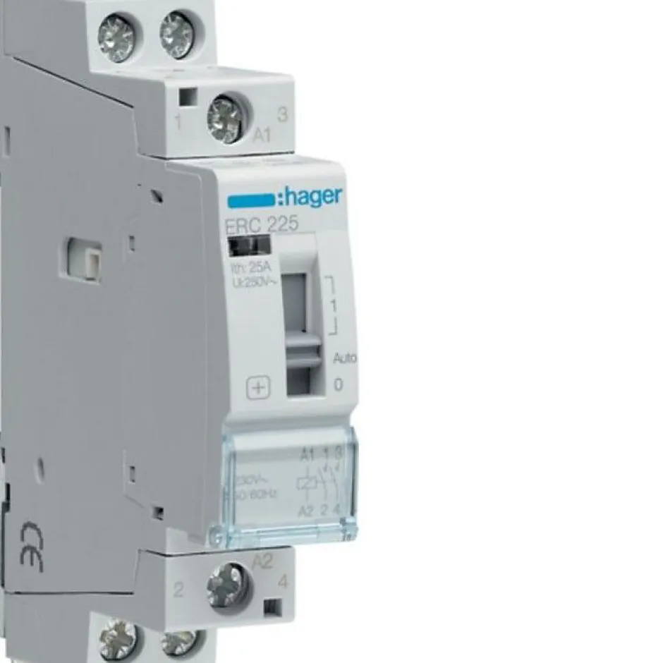 - Contacteur à commande manuelle 25A, 2F, 230V- ERC225^Hager Online