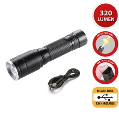 HUNTER : Lampe torche LED rechargeable 5W avec fonction zoom.-Velamp Online