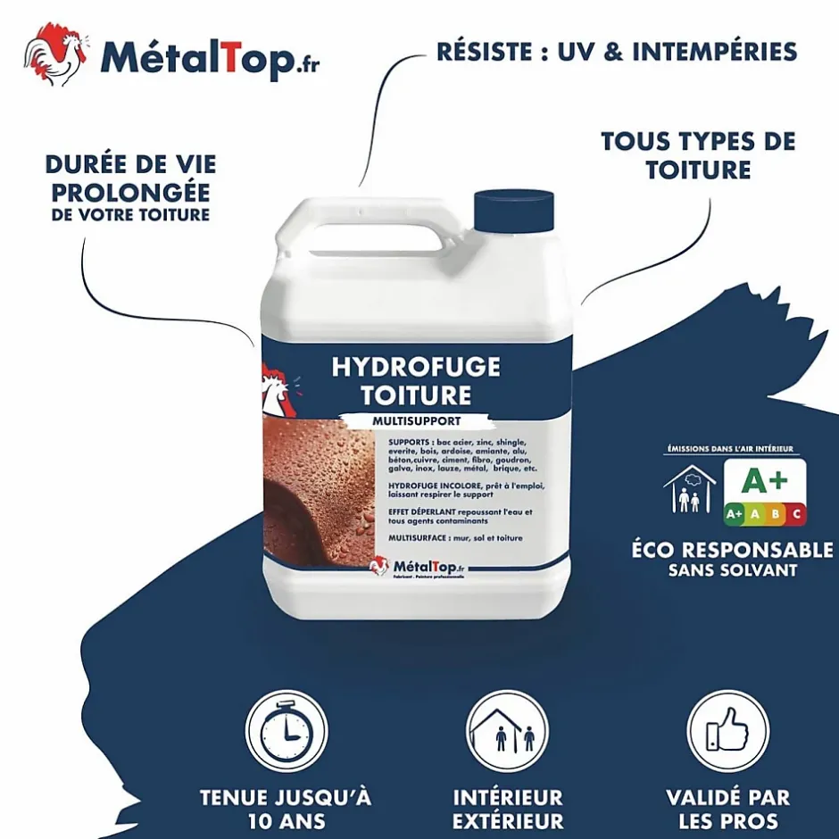 Hydrofuge Toiture - - Incolore - Pot 5L^Metaltop New