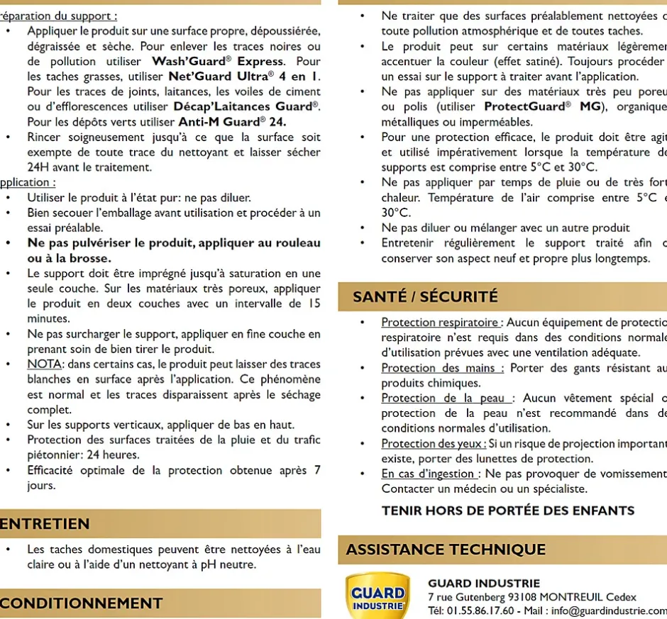 ImperGuard Ultra Formule Végétale Imperméabilisant Super Antitache Incolore Toute Pierre 1L 10m2^Guard Industrie Best