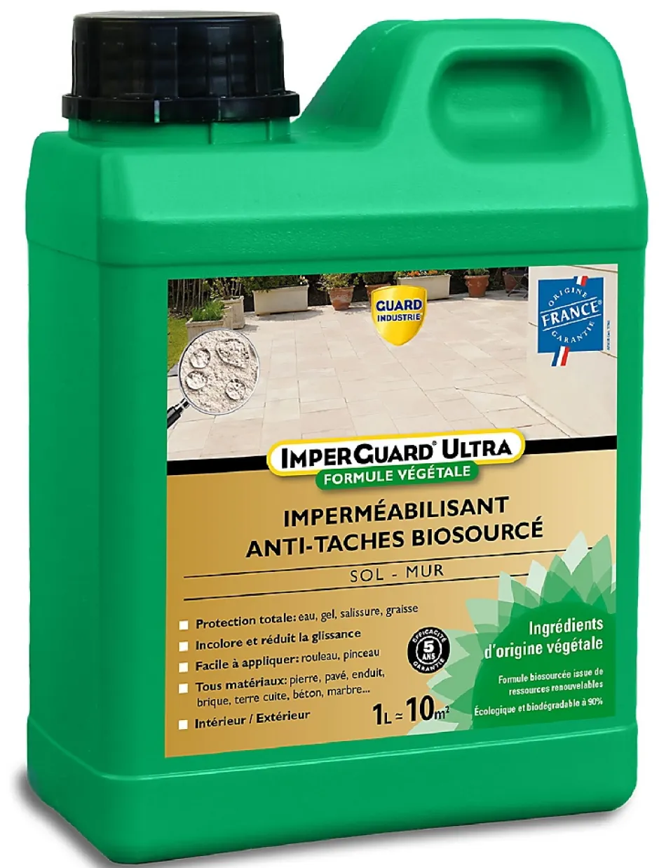 ImperGuard Ultra Formule Végétale Imperméabilisant Super Antitache Incolore Toute Pierre 1L 10m2^Guard Industrie Best
