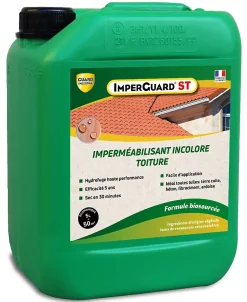 Imperméabilisant Toit Incolore Haute Performance Formule Végétale ImperGuard Spécial Toit Toute Tuile 5 ans Sec 30 min 5L 50 m2-Guard Industrie Best