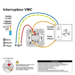 Interrupteur commande VMC 2 boutons à vis Odace anthracite-Schneider Electric Hot