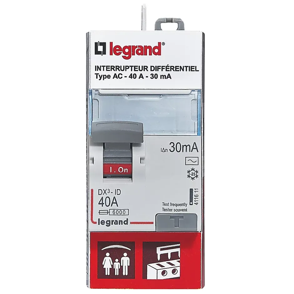 Interrupteur différentiel 40A 30mA type AC sortie haut-Legrand Online