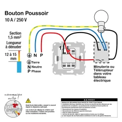 Interrupteur double poussoir 10A Unica Déco blanc-Schneider Electric Online