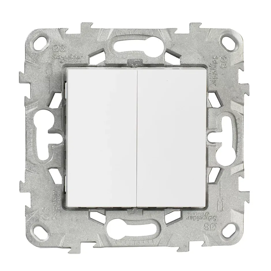 Interrupteur double poussoir 10A Unica Déco blanc-Schneider Electric Online