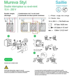 Interrupteur double va-et-vient étanche complet saillie Mureva Styl anthracite-Schneider Electric