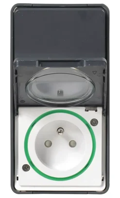 Interrupteur va-et-vient + prise avec terre verticale étanche complets saillie Mureva Styl anthracite-Schneider Electric Sale