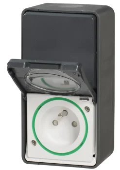 Interrupteur va-et-vient + prise avec terre verticale étanche complets saillie Mureva Styl anthracite-Schneider Electric Sale