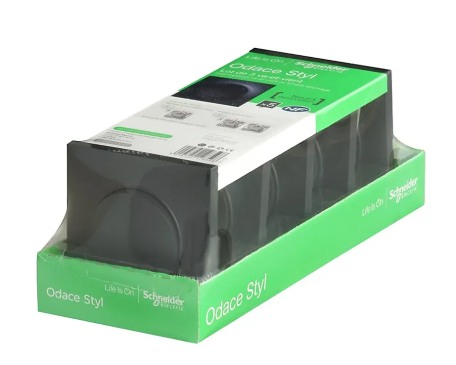 Interrupteur va-et-vient Electric Odace anthracite complet vendu par 5 pièces-Schneider Discount