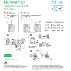 Interrupteur va-et-vient étanche complet saillie Mureva Styl blanc^Schneider Electric Hot