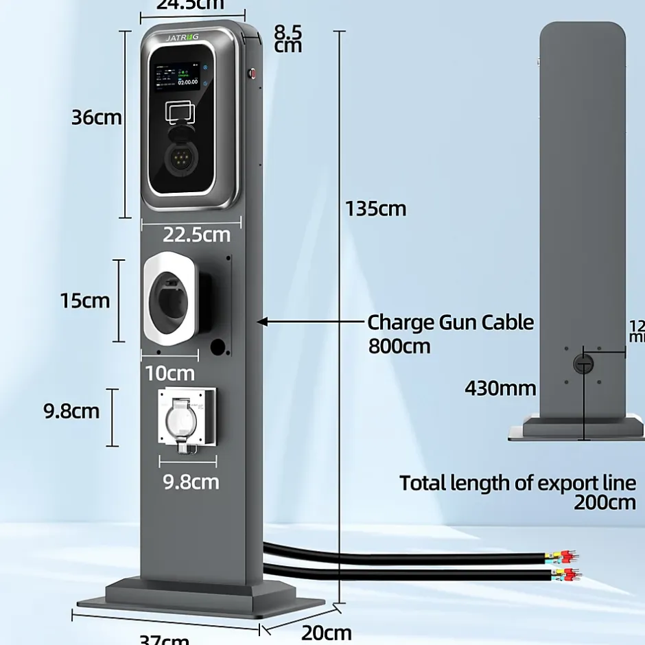 K2 kit de borne de recharge, 22kW / 32A, triphasé, avec prise de type 2 équipée de shutter pour EV, support inclus-Jatrhg Sale