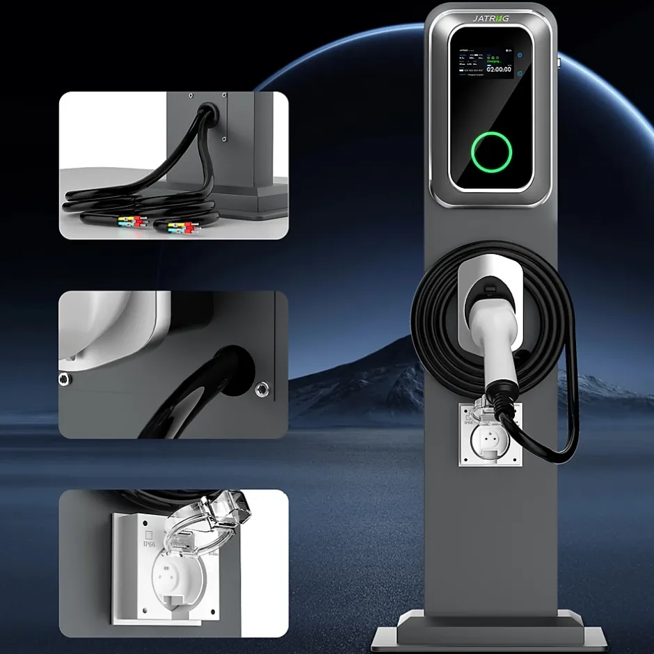 K1 kit de borne de recharge, 22 kW / 32 A, triphasé, avec câble type 2 de 8 m pour véhicules électriques, support inclus^Jatrhg Best