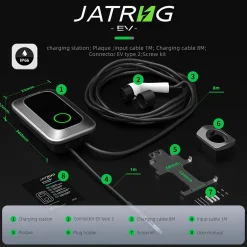 S1 borne de recharge IP66 pour véhicules électriques, 7,2 kW / 32 A, monophasé, avec câble type 2 de 8 m^Jatrhg Best