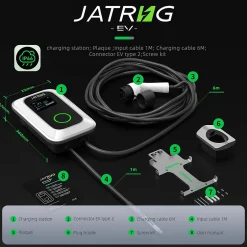 S1 borne de recharge IP66 pour véhicules électriques, 7,2 kW / 32 A, monophasé, avec câble type 2 de 6 m^Jatrhg Outlet