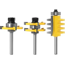 Jeu de 3 mèches de burin en carbure à tige de 6mm, coupe-langue et rainure à 3 cannelures, outils de menuiserie en forme de T pour^Deko Hot