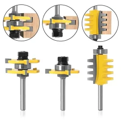 Jeu de 3 mèches de burin en carbure à tige de 6mm, coupe-langue et rainure à 3 cannelures, outils de menuiserie en forme de T pour^Deko Hot