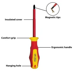 Jeu de 7 tournevis isolés (3 plats + 3 cruciformes + testeur)^Velamp Outlet