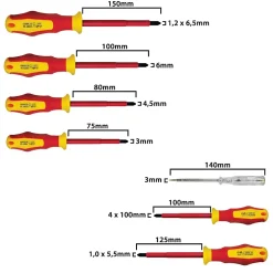Jeu de 7 tournevis isolés (3 plats + 3 cruciformes + testeur)^Velamp Outlet
