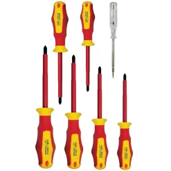 Jeu de 7 tournevis isolés (3 plats + 3 cruciformes + testeur)^Velamp Outlet