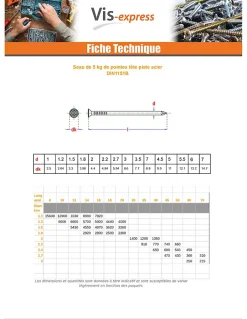 Kg de pointes Acier brut Tête plate 5.5X140 - 1 pièce-Vis Express Discount