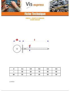 Kg de pointes Embase collerette RONDE Diamètre de tête: 20 Acier zingué 3.5X80 - 5 pièces^Vis Express Sale