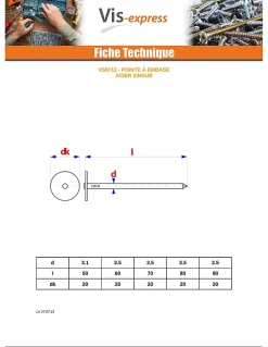 Kg de pointes Embase collerette ronde Diamètre de tête: 20 Acier zingué 3.1X50 - 1 pièce^Vis Express Outlet