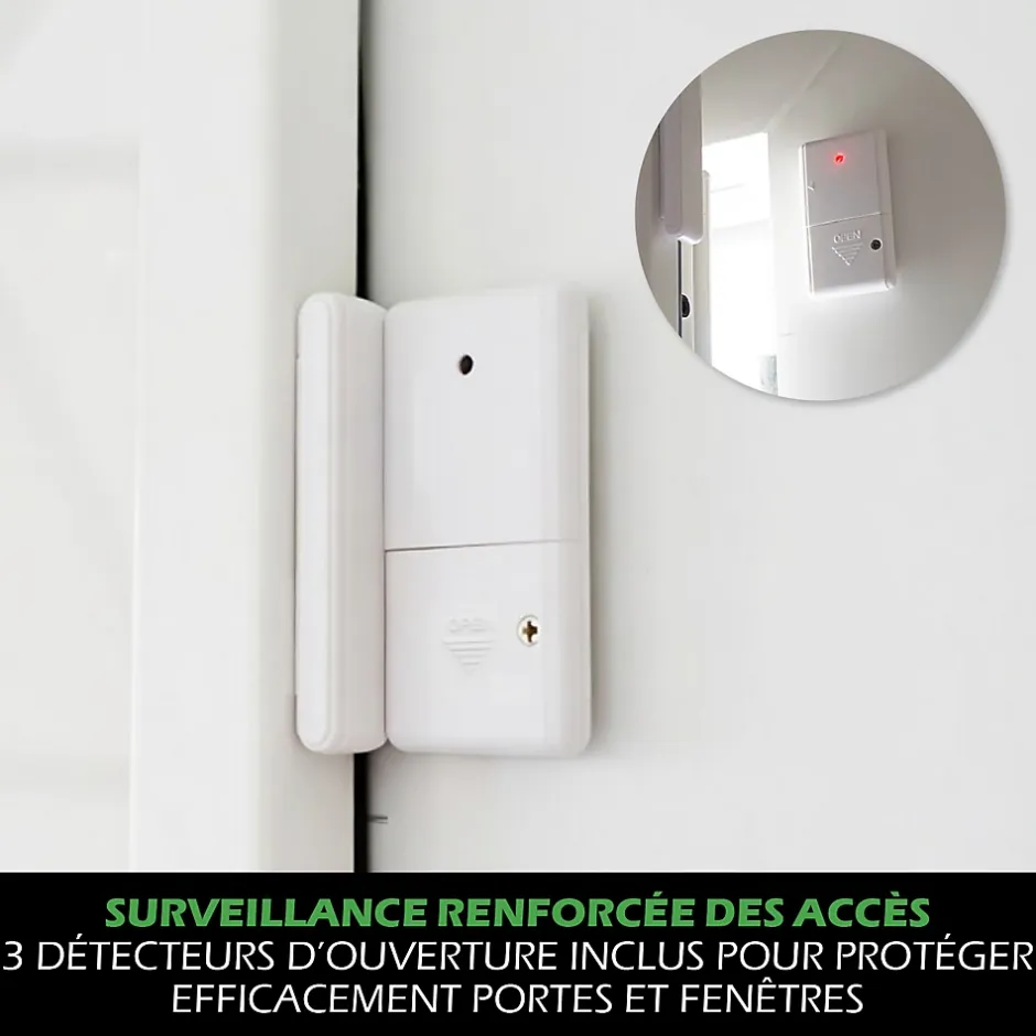 Kit Alarme autonome détection de mouvement Eclairage alerte détecteur ouverture et télécommande-Kyf Hot